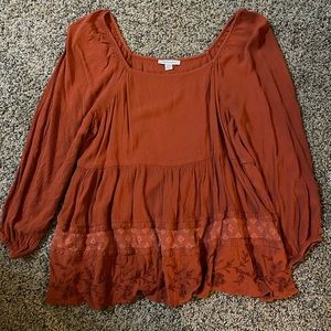 Rust American Eagle baby doll blouse